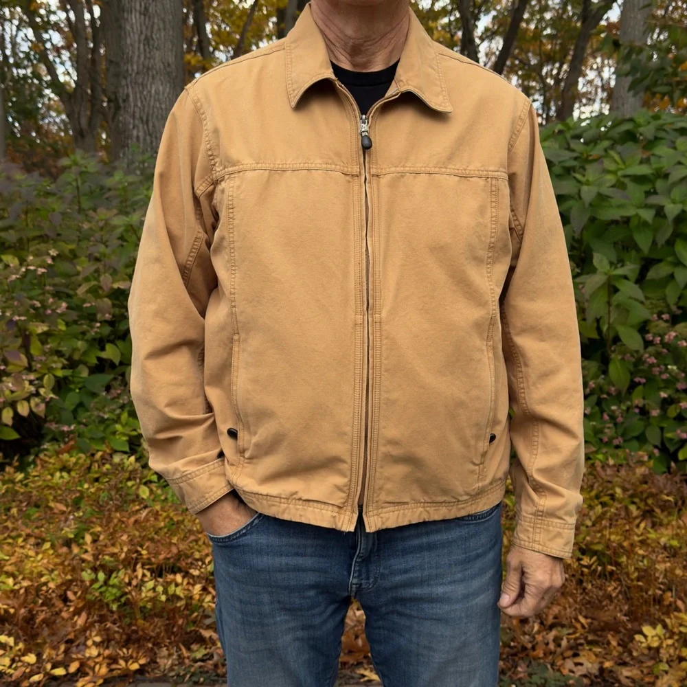 LL Bean Canvas Work Jacket Camel Men's Medium 100% Cotton O AKC2 Vtg Chore Coat - Picture 1 of 10